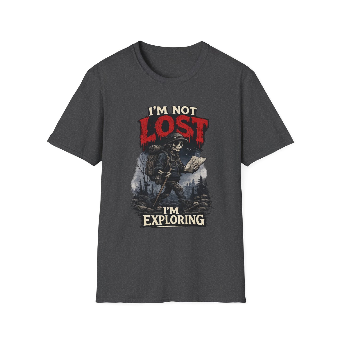 "I’m Not Lost I’m Exploring" T-Shirt — Male Adventure Explorer Graphic Tee