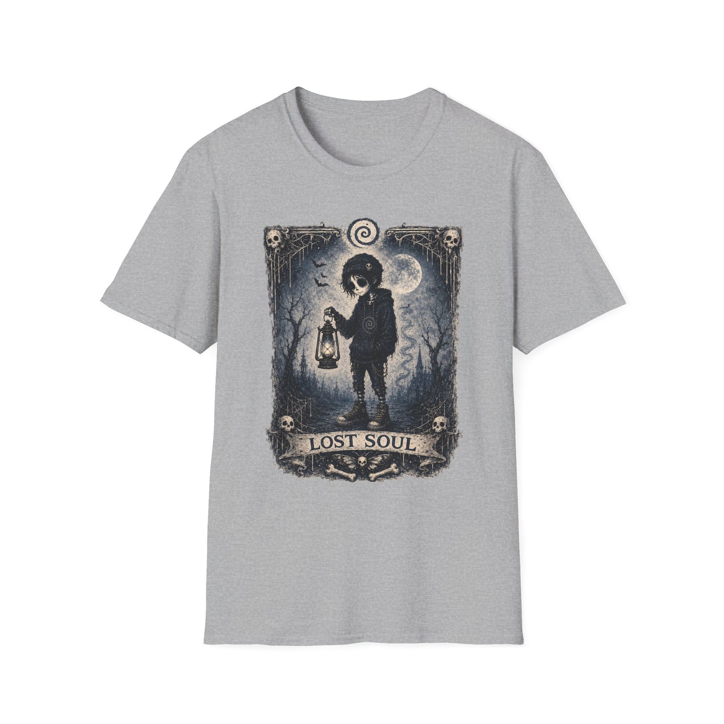 Lost Soul Lantern T-Shirt — Gothic Moonlight Illustration