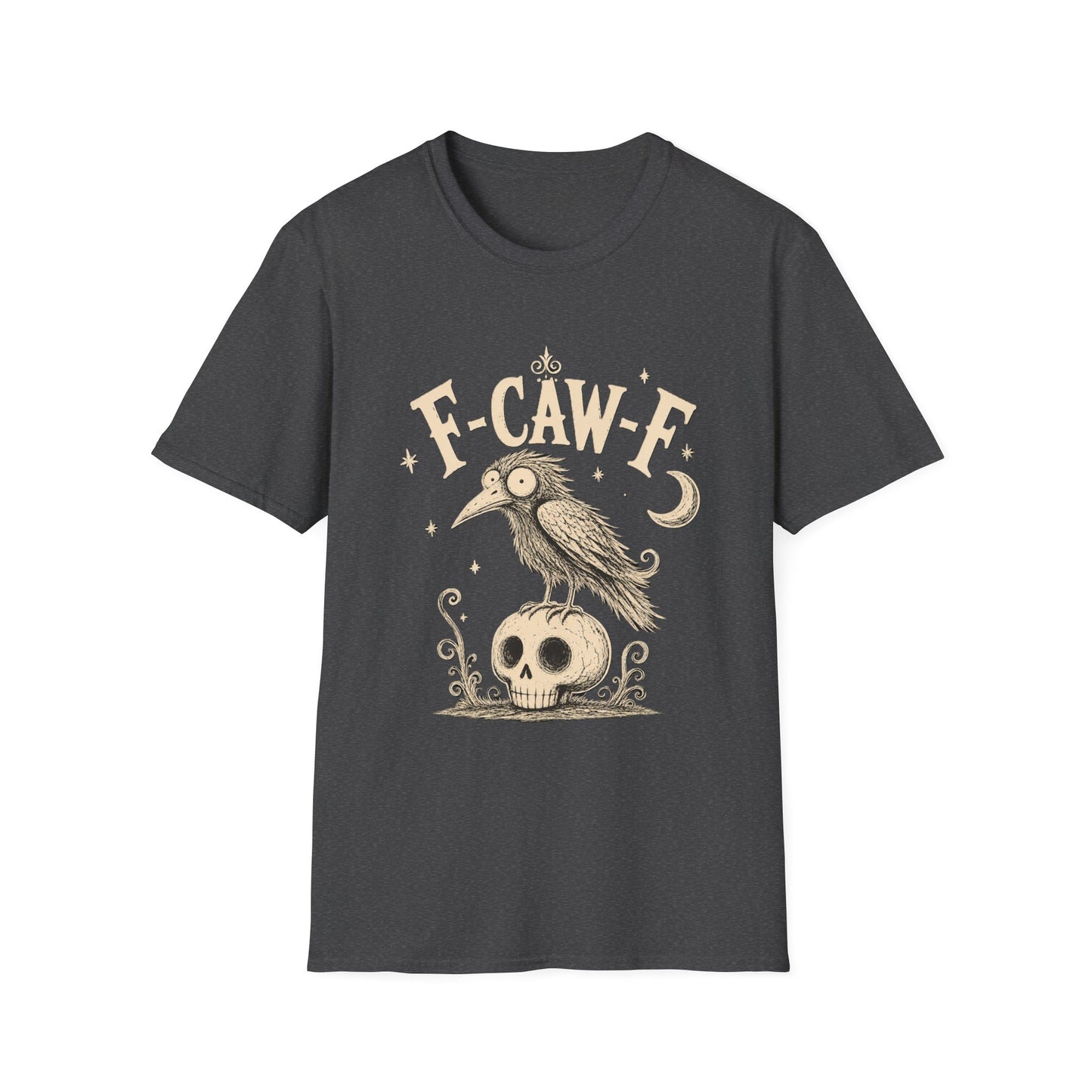 F-CAW-F Raven Skull T-Shirt — Gothic Crow Halloween Tee