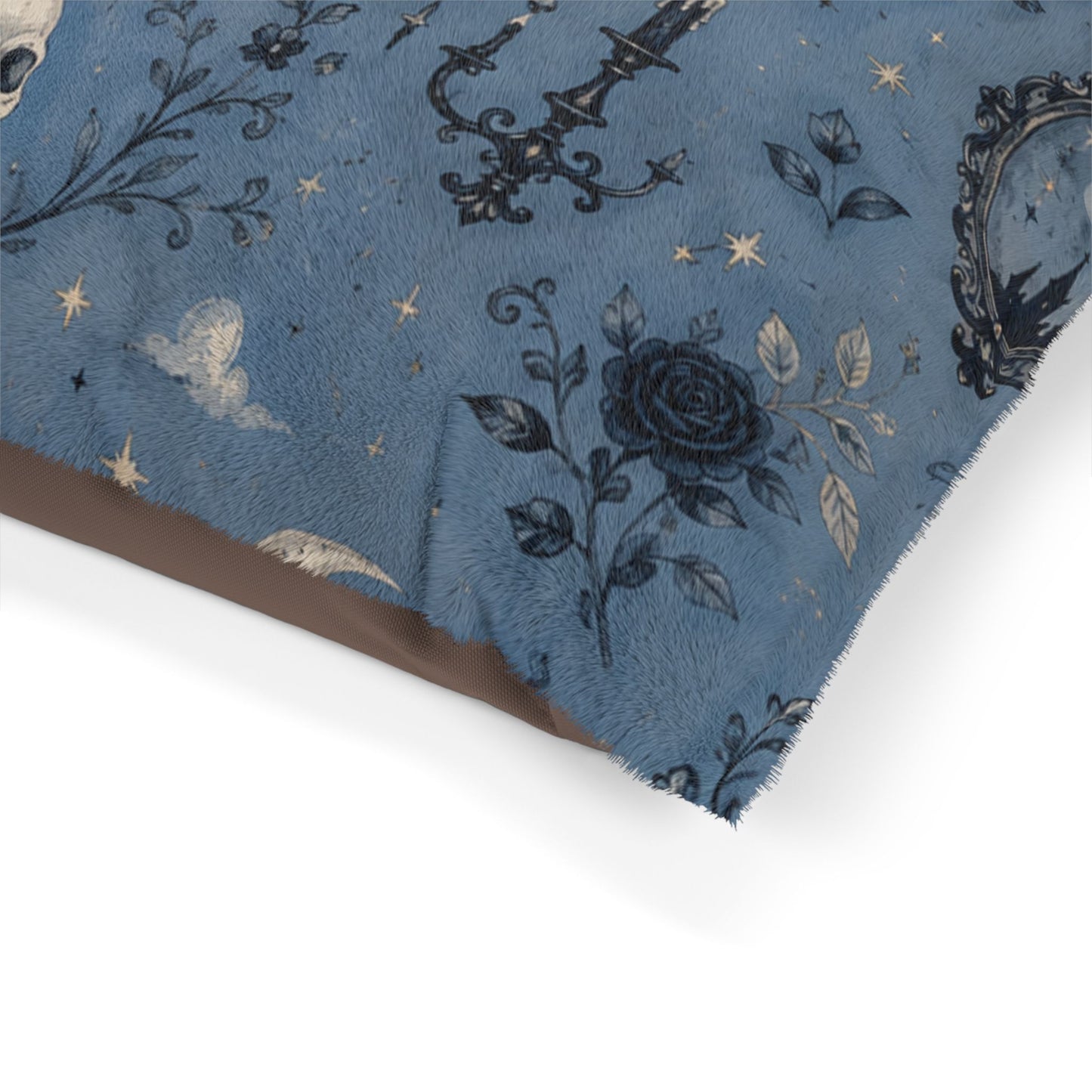 Gothic Night Pet Bed — Mystical Crow & Moon Plush Cushion