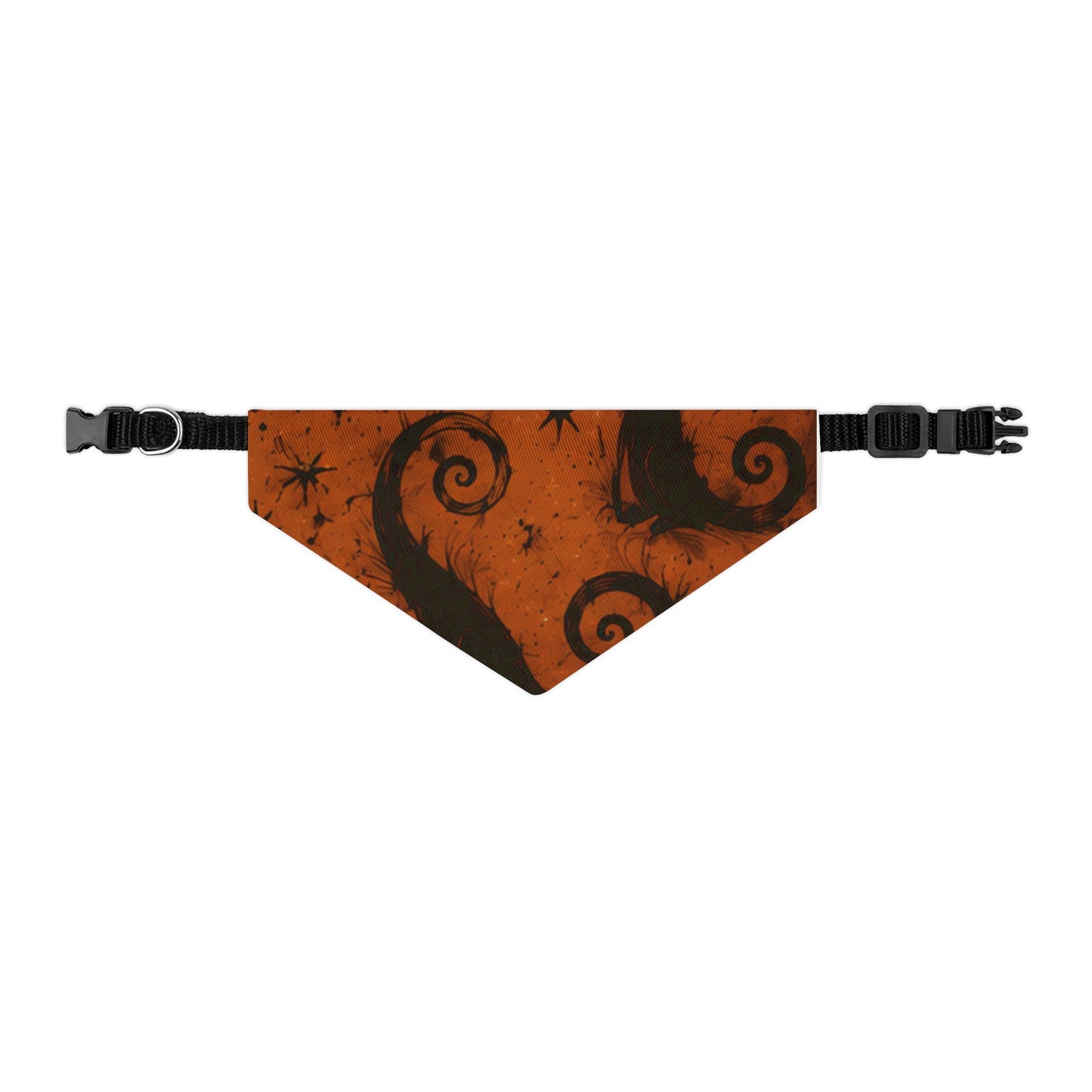 Halloween Pet Bandana Collar — Orange Spooky Dog Scarf