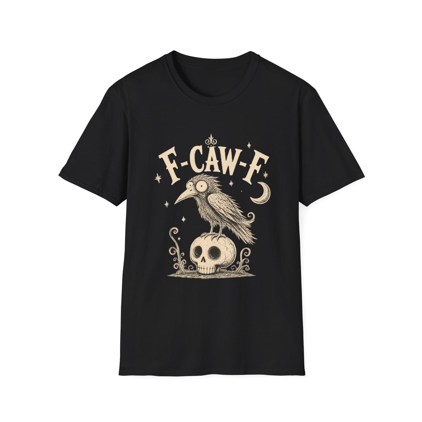 F-CAW-F Raven Skull T-Shirt — Gothic Crow Halloween Tee