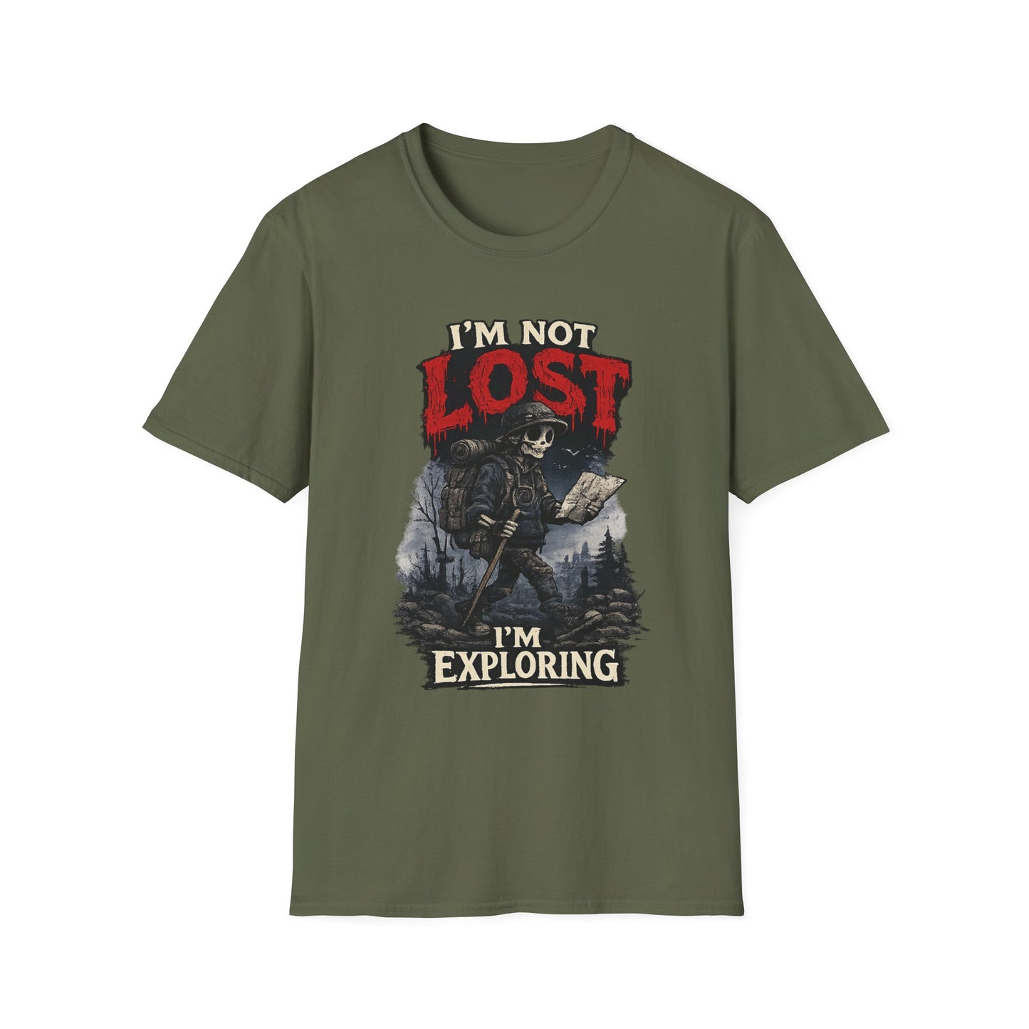 "I’m Not Lost I’m Exploring" T-Shirt — Male Adventure Explorer Graphic Tee