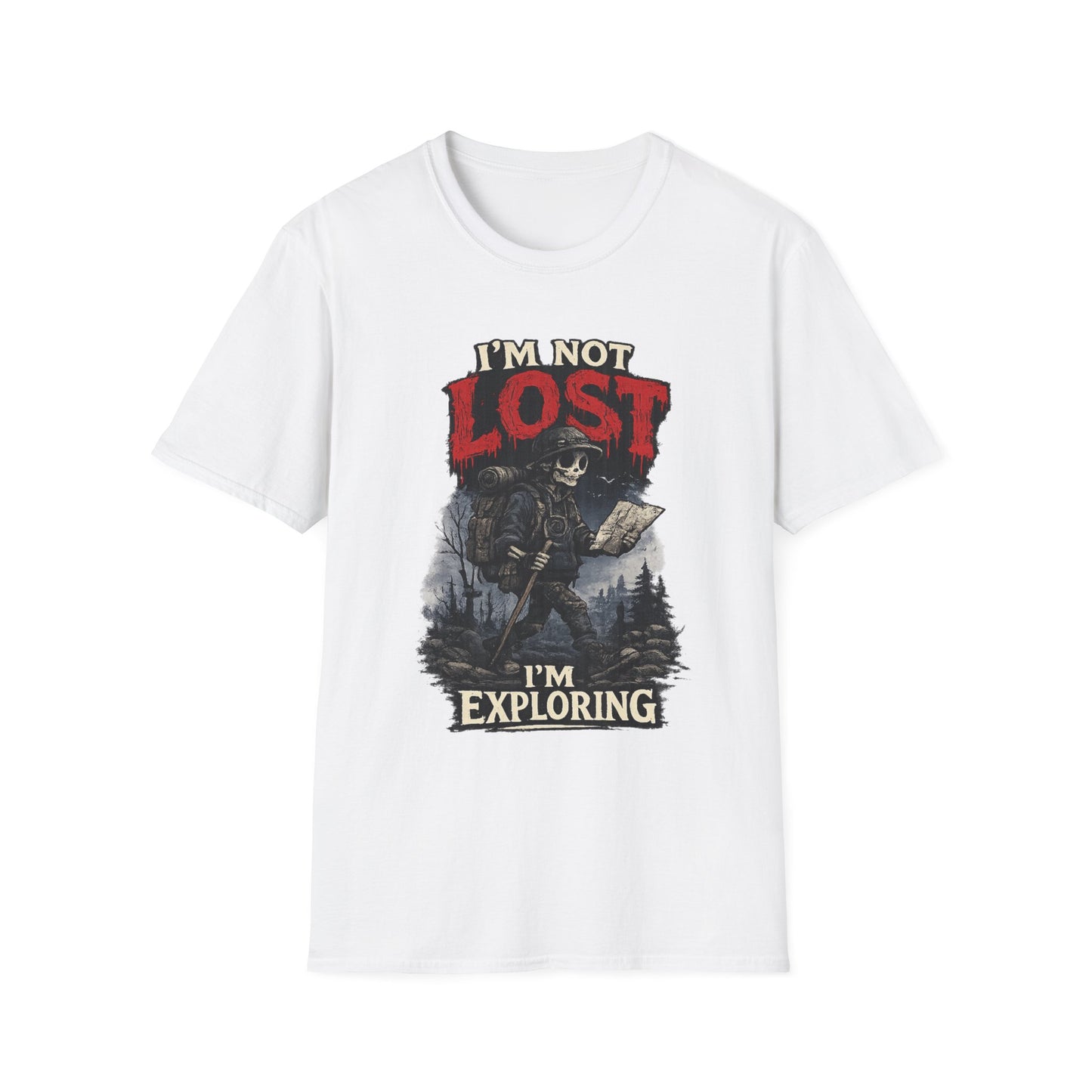 "I’m Not Lost I’m Exploring" T-Shirt — Male Adventure Explorer Graphic Tee