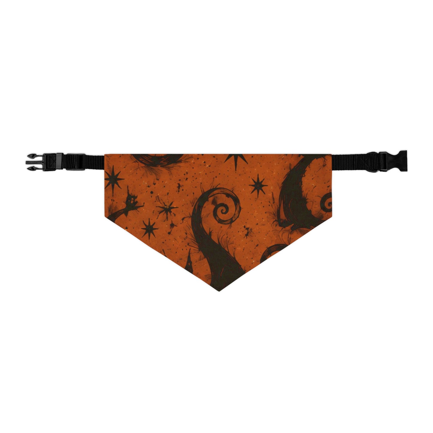 Halloween Pet Bandana Collar — Orange Spooky Dog Scarf