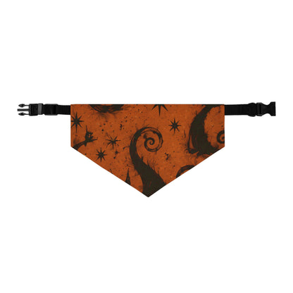 Halloween Pet Bandana Collar — Orange Spooky Dog Scarf