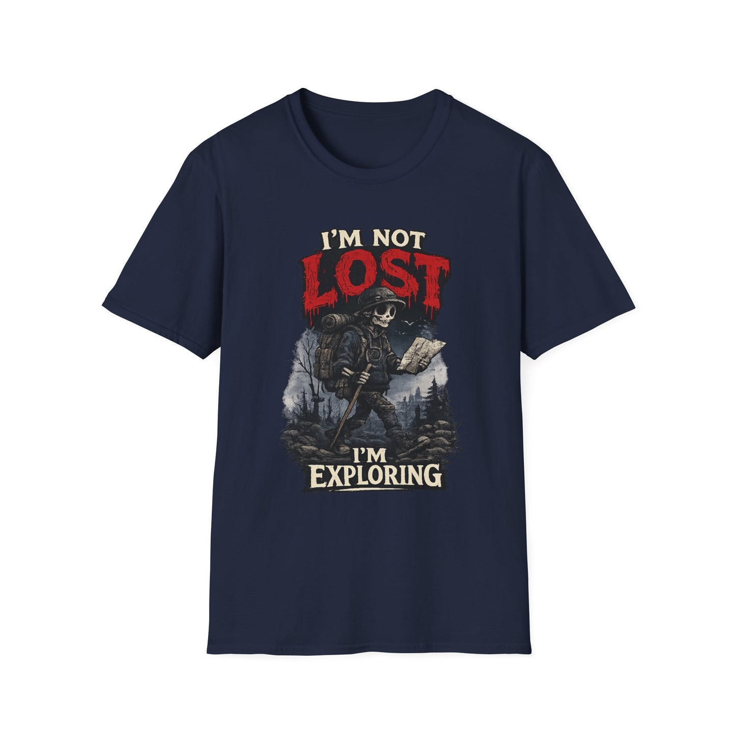 "I’m Not Lost I’m Exploring" T-Shirt — Male Adventure Explorer Graphic Tee