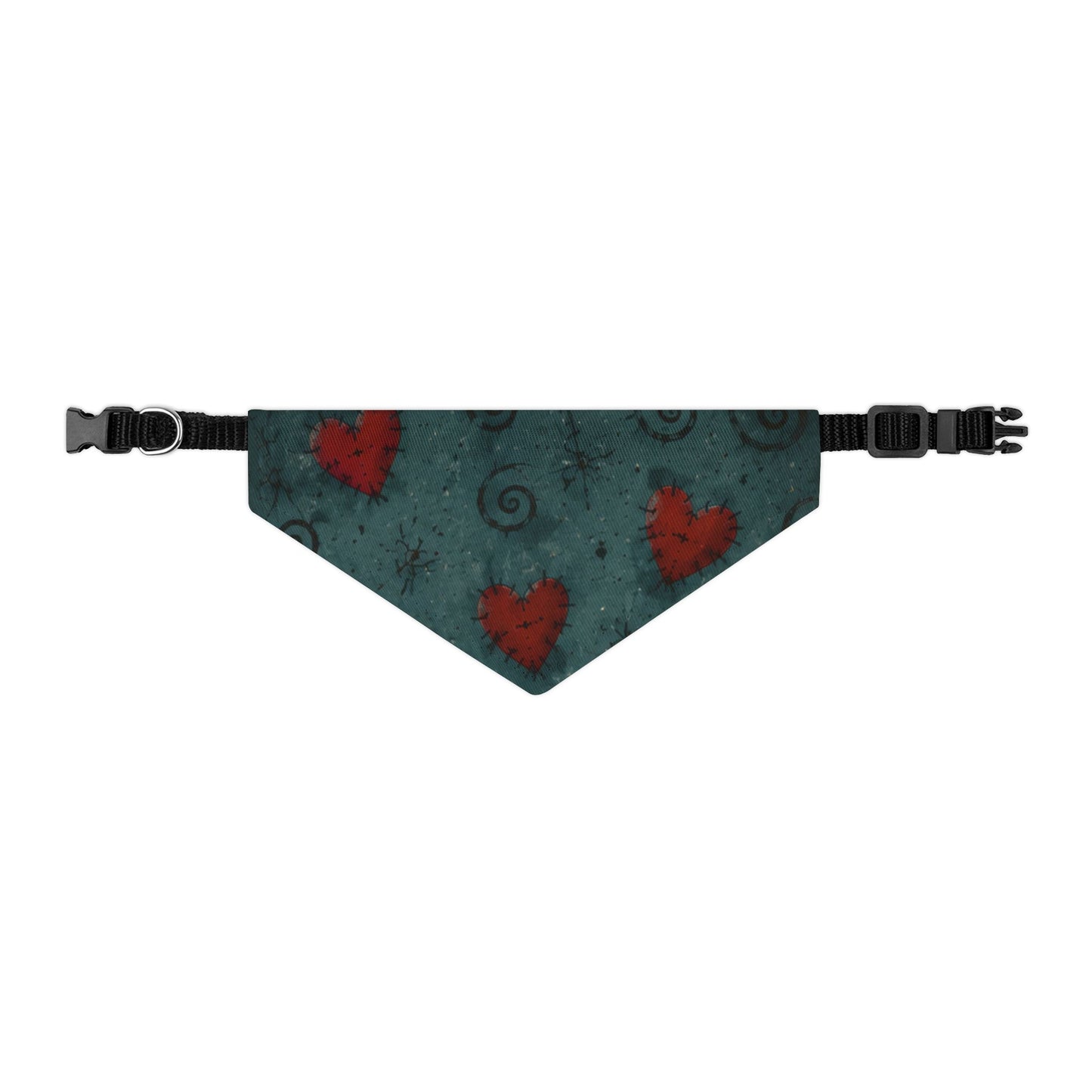Heart Patch Pet Bandana Collar - Teal Swirl Dog & Cat Accessory