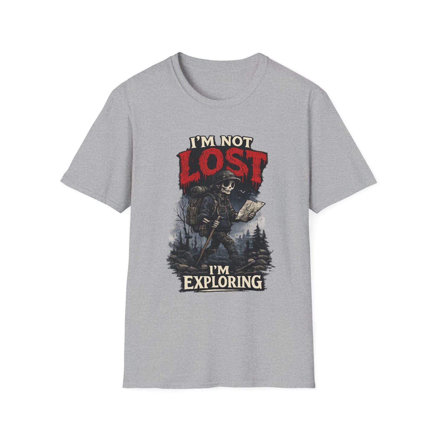 "I’m Not Lost I’m Exploring" T-Shirt — Male Adventure Explorer Graphic Tee