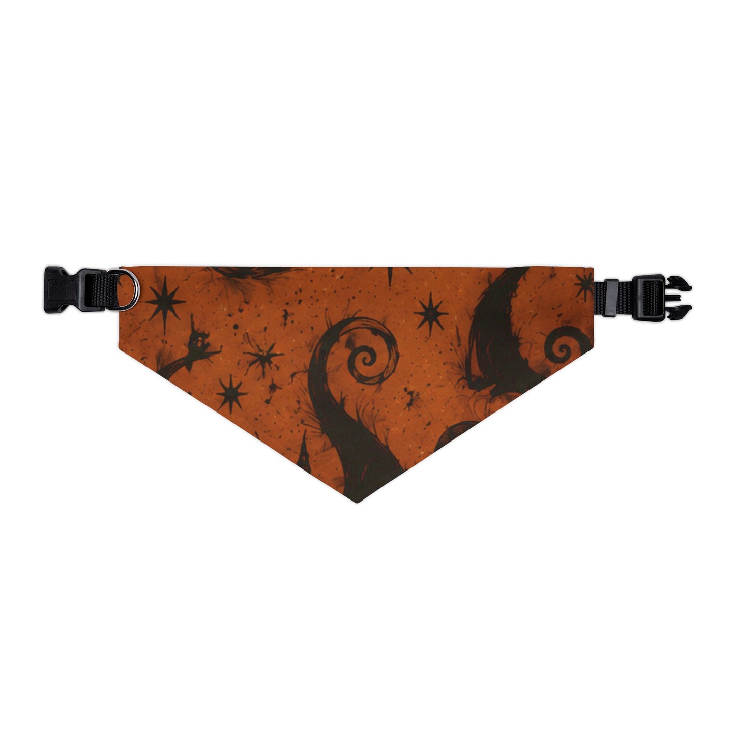 Halloween Pet Bandana Collar — Orange Spooky Dog Scarf