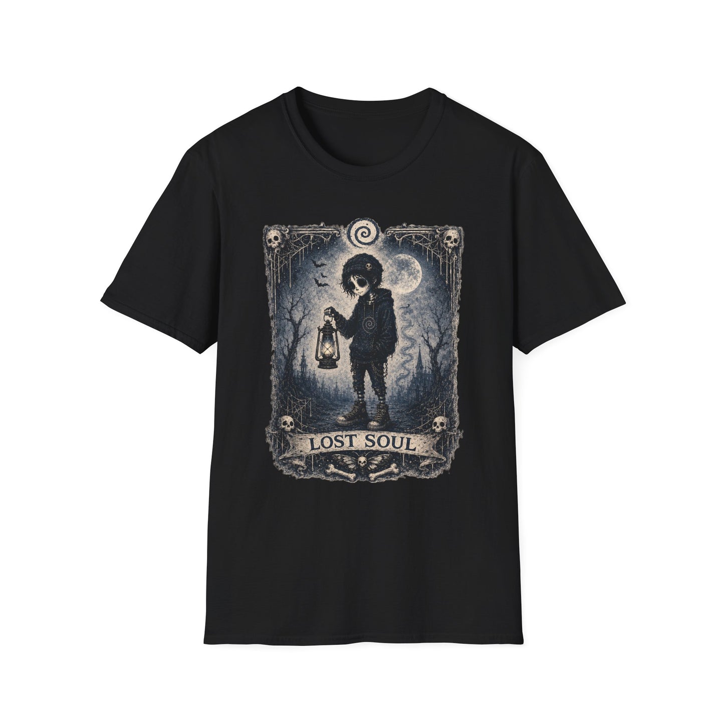 Lost Soul Lantern T-Shirt — Gothic Moonlight Illustration
