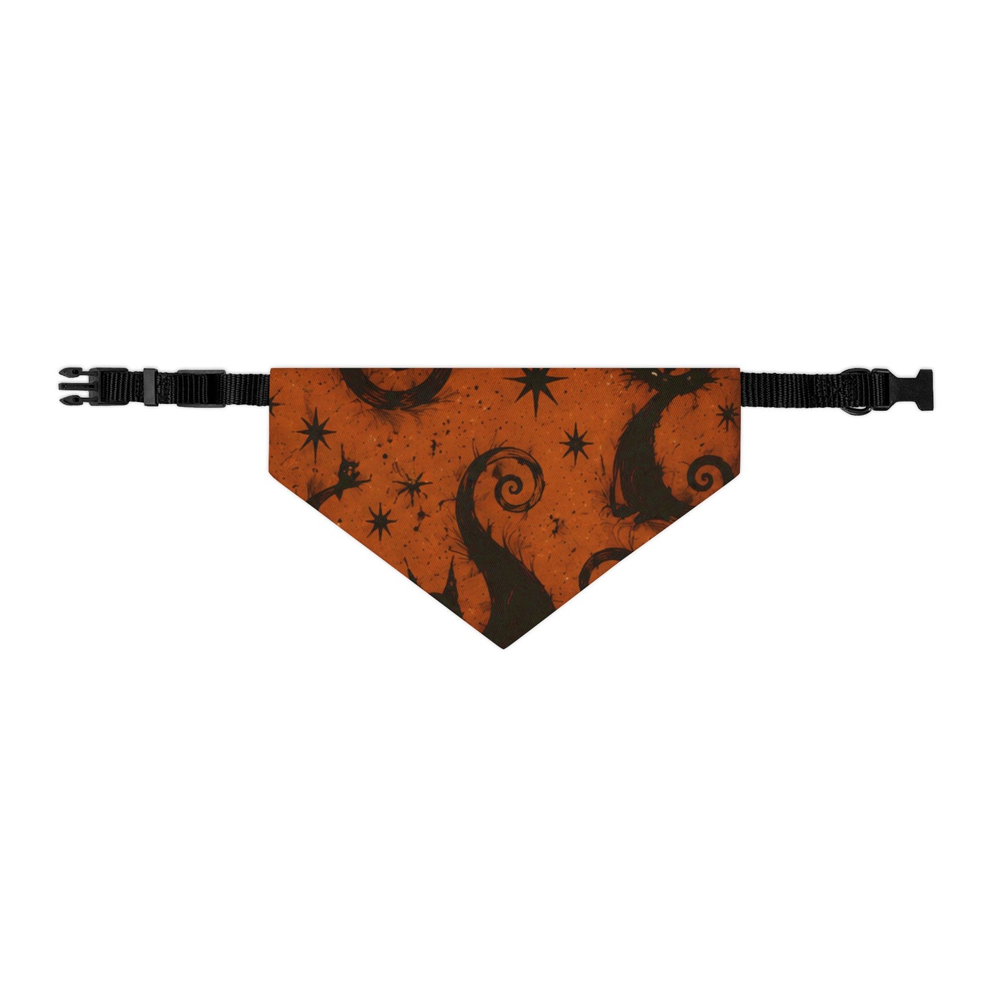 Halloween Pet Bandana Collar — Orange Spooky Dog Scarf