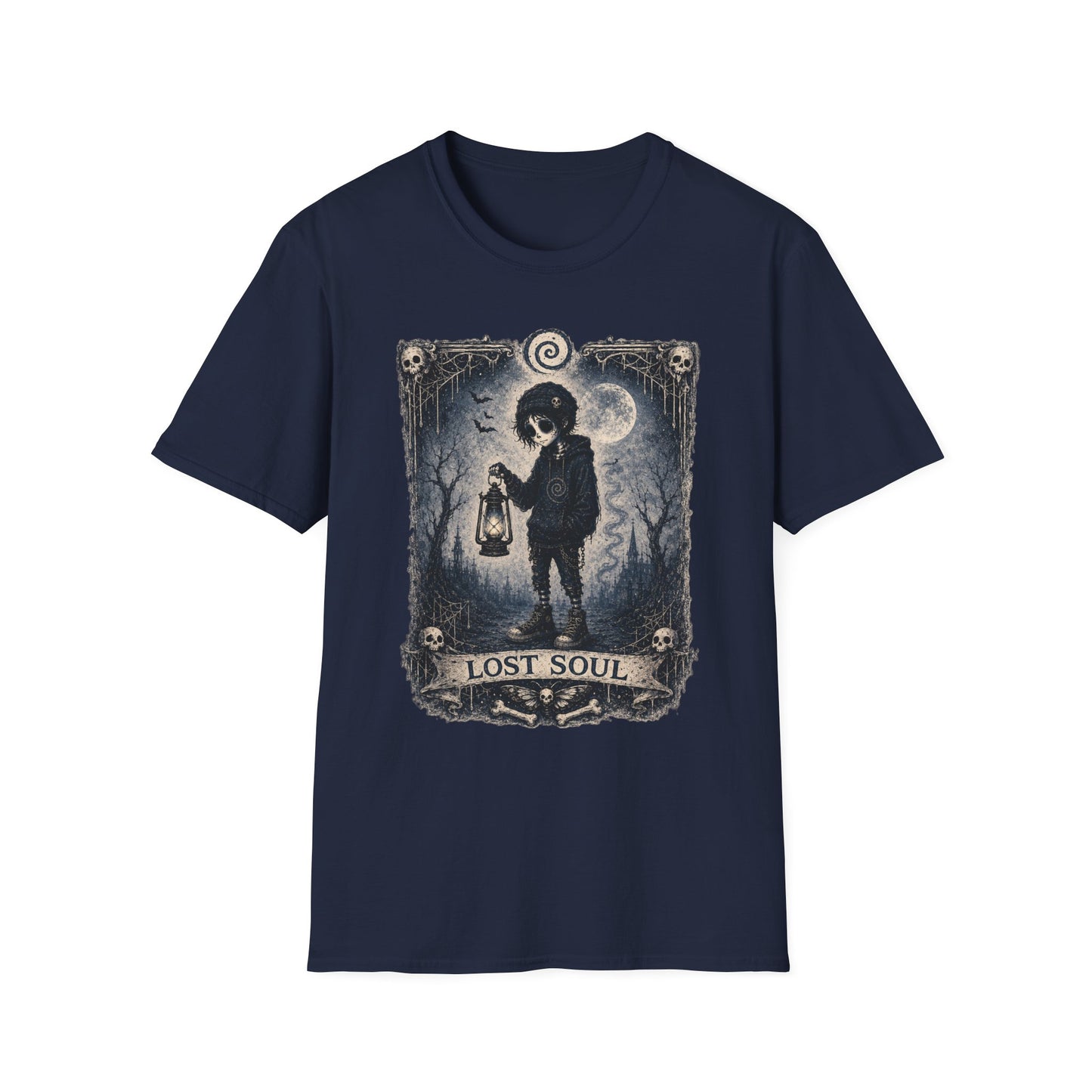 Lost Soul Lantern T-Shirt — Gothic Moonlight Illustration