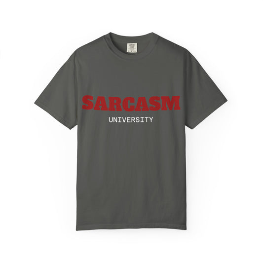 Sarcasm University T-Shirt — Funny Collegiate Graphic Tee