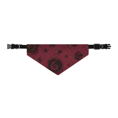 Pet Bandana Collar — Burgundy Swirl Star Pattern