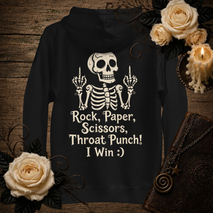 Rock, Paper, Scissors, Throat Punch Unisex Hoodie