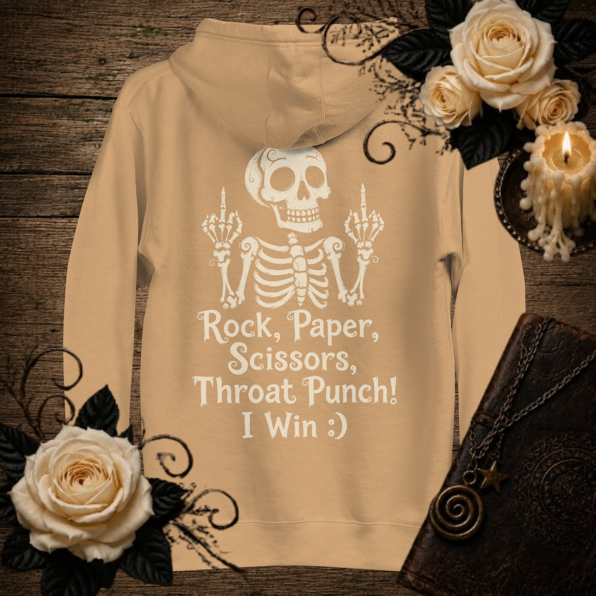 Rock, Paper, Scissors, Throat Punch Unisex Hoodie